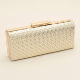 FAUX LEATHER BASKET WEAVE EVENING CLUTCH BAG/ CROSSBODY BAG